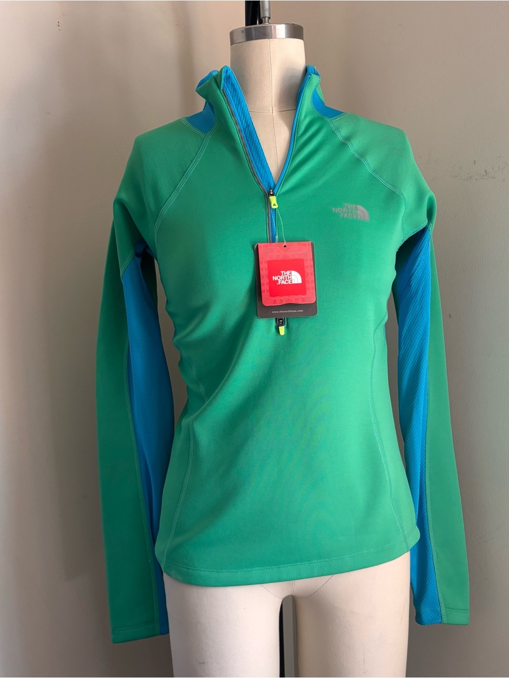 The North Face Half Zip Fleece Lined Pullover Women's Size XSmall Blue Green